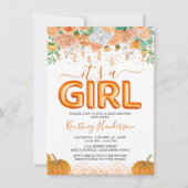 ガールパンプキン秋ベビーシャワー招待状 招待状 (正面)