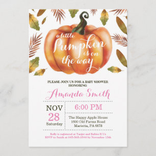 ガールパンプキン秋ベビーシャワー招待状 招待状