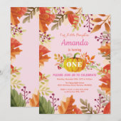 ガールパンプキン秋誕生日招待状 招待状 (正面/裏面)