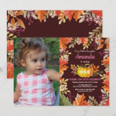 ガールパンプキン秋誕生日招待状 招待状 (正面/裏面)