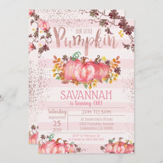 ガールパンプキン1日招待状-秋 招待状 (正面/裏面)