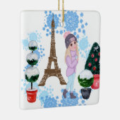ガールパーソナライズされたインパリスウィンターエッフェルタワー セラミックオーナメント (右)