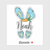 ガールパーソナライズされたイースターバニーステッカー シール (シート)