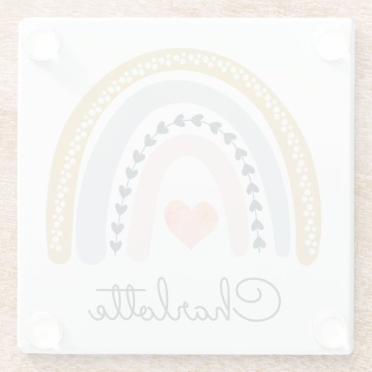 ガールパーソナライズされたズボホレインボー ガラスコースター (裏面)