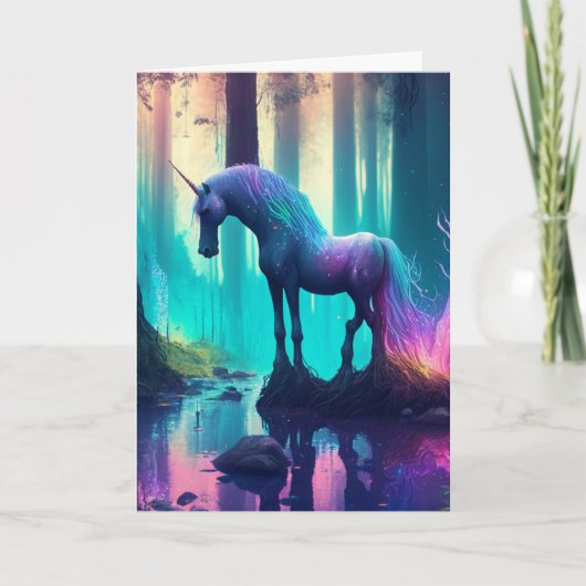 ガールパーソナライズされたズユニコーンハッピーバースデー カード (正面)