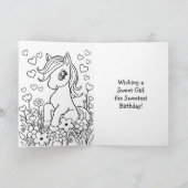 ガールパーソナライズされたズ誕生日ポニーテーマ カード (内部)