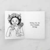 ガールパーソナライズされたズ誕生日+カラーページ カード (内部)