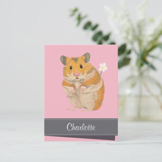 ガールパーソナライズされたズ・ゴールデンハムスター シーズンポストカード (スタンド正面)