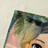 ガールパーソナライズされたトロピカル ビーチタオル (インサイチュ)