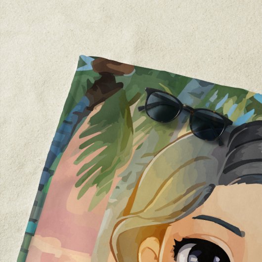 ガールパーソナライズされたトロピカル ビーチタオル (インサイチュ)