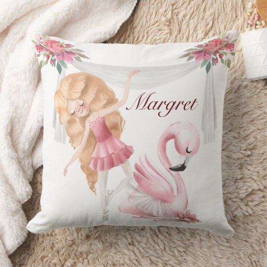 ガールパーソナライズされたバレエ装飾用クッション クッション (ブランケット)