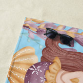 ガールパーソナライズされたマーメイド海 ビーチタオル (インサイチュ)