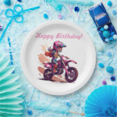 ガールパーソナライズされたモトクロス招待状 ペーパープレート (パーティー)