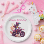 ガールパーソナライズされたモトクロス招待状 ペーパープレート (パーティー)