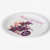 ガールパーソナライズされたモトクロス招待状 ペーパープレート (アングル)