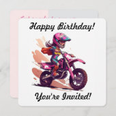 ガールパーソナライズされたモトクロス招待状 招待状 (正面/裏面)