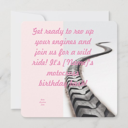 ガールパーソナライズされたモトクロス招待状 招待状 (裏面)