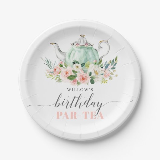 ガールパーソナライズされた誕生日パルティーティーパーティー ペーパープレート (正面)