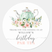 ガールパーソナライズされた誕生日パルティーティーパーティー ラウンドシール (正面)