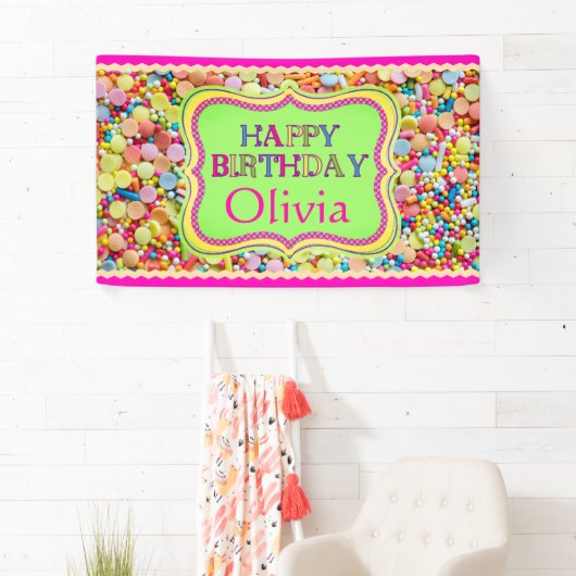 ガールパーソナライズされた誕生日 横断幕 (インサイチュ)