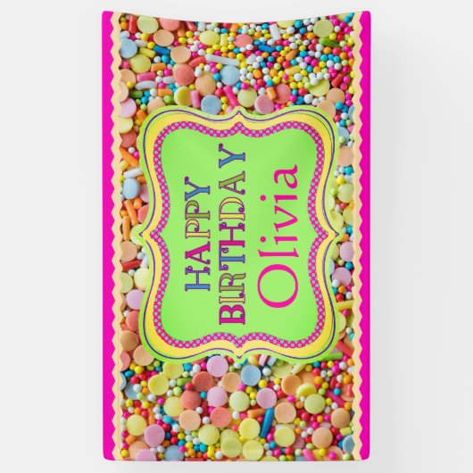 ガールパーソナライズされた誕生日 横断幕 (縦)