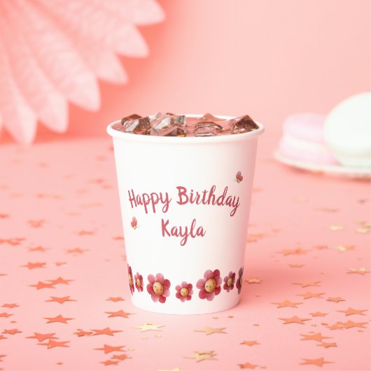 ガールパーソナライズされた誕生日 紙コップ (インサイチュ)