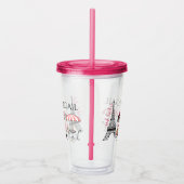 ガールパーソナライズされた&キャットエッフェルタワーパリ アクリルタンブラー (右)