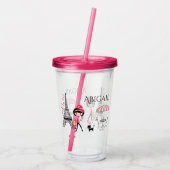 ガールパーソナライズされた&キャットエッフェルタワーパリ アクリルタンブラー (裏面)