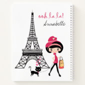ガールパーソナライズされた&キャットパリエッフェルタワー ノートブック (裏面)