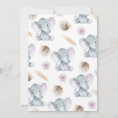 ガールパープルエレファントベビーシャワー 招待状 (裏面)