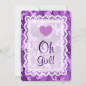 ガールパープルカモフラージレースベビーシャワーA01B 招待状 (正面)