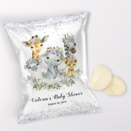 ガールパープルサファリベビーシャワーチップバッグラッパー チラシ