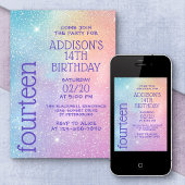 ガールパープルスターズ銀河系誕生日 招待状