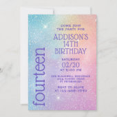 ガールパープルスターズ銀河系誕生日 招待状 (正面)