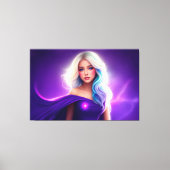 ガールパープルブロンドエレガントネオンピンクのレディーアート キャンバスプリント (正面)