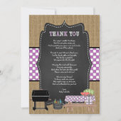 ガールパープルベビーQ詩サンキューノートカード 招待状 (正面)