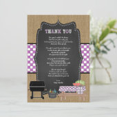 ガールパープルベビーQ詩サンキューノートカード 招待状 (スタンド正面)