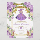 ガールパープルメキシコドレス3rd誕生日パーティー 招待状 (正面/裏面)