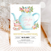 ガールパールティーピンクフローラ金ゴールドお洒落誕生日 招待状