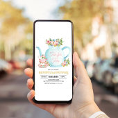 ガールパールティーピンクフローラ金ゴールドお洒落誕生日 招待状