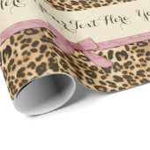 ガールヒョウ印刷ベビーピンクボウ ラッピングペーパー (ロールコーナー)