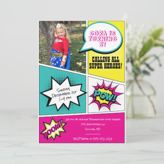 ガールヒーロすごいーバースデーパーティー 招待状 (スタンド正面)