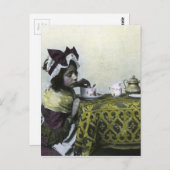 ガールビクトリアンティータイムヴィンテージ魔法ランタン ポストカード (正面/裏面)