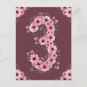 ガールビッグ3歳の誕生日ピンクの花緑の葉 ポストカード (正面)