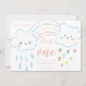 ガールビューティフルハートオーバーザレインボー誕生日 招待状 (正面)