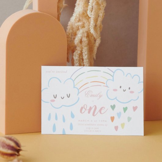 ガールビューティフルハートオーバーザレインボー誕生日 招待状