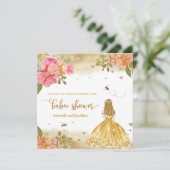 ガールビーイラストレーションベビーシャワーサンキューカード 招待状 (スタンド正面)