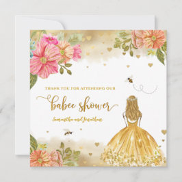 ガールビーイラストレーションベビーシャワーサンキューカード 招待状