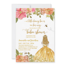 ガールビーイラストレーションベビーシャワー招待状