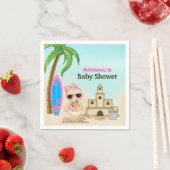 ガールビーチベビーサンドキャッスルサーフボードベビーシャワー スタンダードカクテルナプキン (インサイチュ)